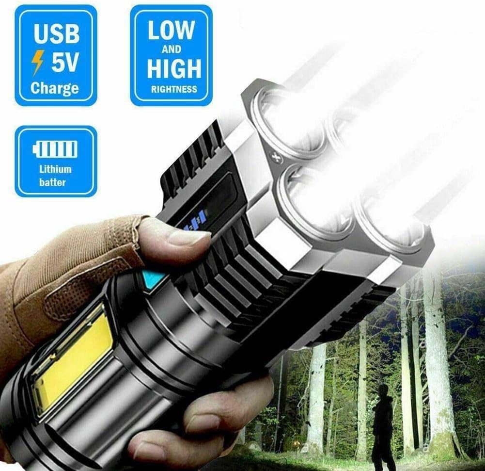 LINTERNA 4 NÚCLEOS RECARGABLE USB